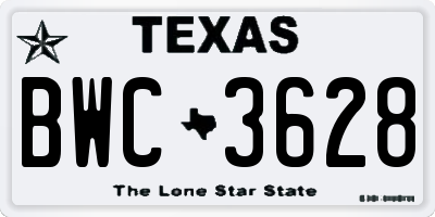 TX license plate BWC3628