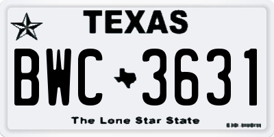 TX license plate BWC3631