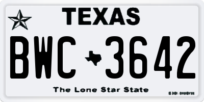 TX license plate BWC3642