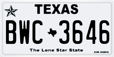 TX license plate BWC3646
