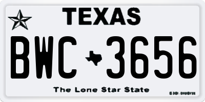 TX license plate BWC3656