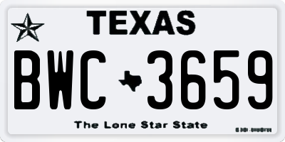 TX license plate BWC3659