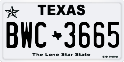 TX license plate BWC3665