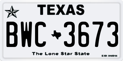 TX license plate BWC3673