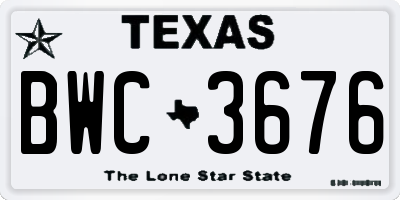 TX license plate BWC3676