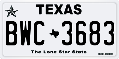 TX license plate BWC3683