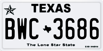 TX license plate BWC3686