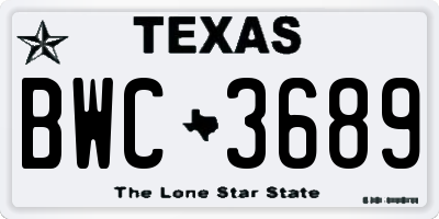 TX license plate BWC3689