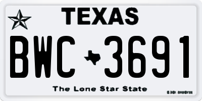 TX license plate BWC3691