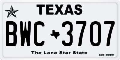 TX license plate BWC3707