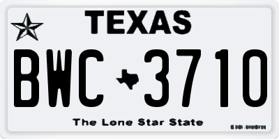 TX license plate BWC3710