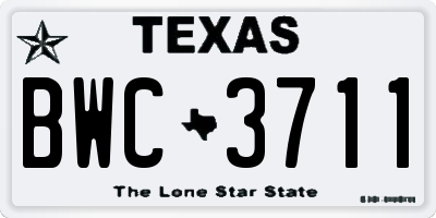 TX license plate BWC3711