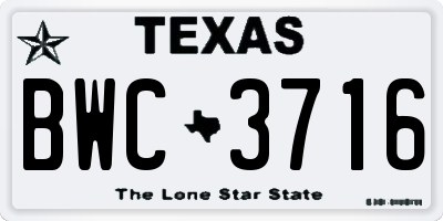 TX license plate BWC3716