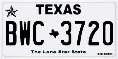 TX license plate BWC3720