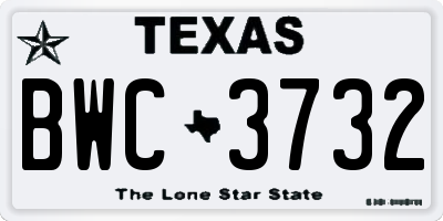 TX license plate BWC3732