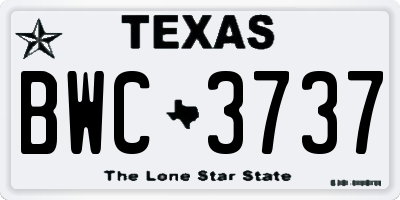 TX license plate BWC3737