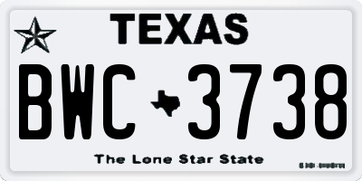 TX license plate BWC3738