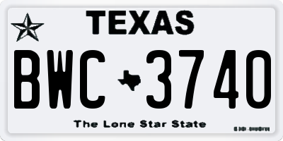 TX license plate BWC3740