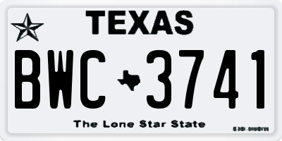 TX license plate BWC3741
