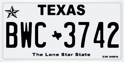 TX license plate BWC3742