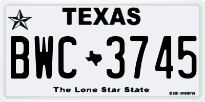 TX license plate BWC3745