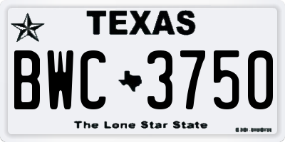 TX license plate BWC3750