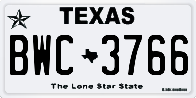 TX license plate BWC3766