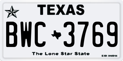 TX license plate BWC3769