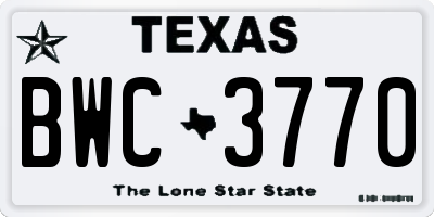TX license plate BWC3770