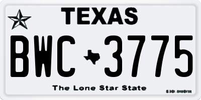 TX license plate BWC3775