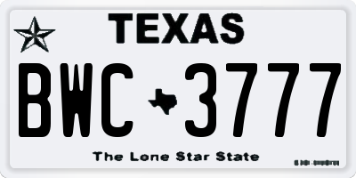 TX license plate BWC3777