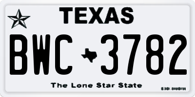TX license plate BWC3782