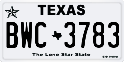TX license plate BWC3783