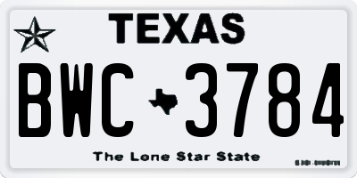 TX license plate BWC3784