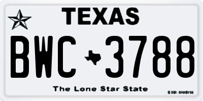 TX license plate BWC3788