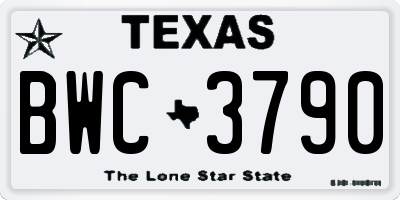TX license plate BWC3790