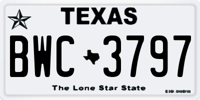 TX license plate BWC3797
