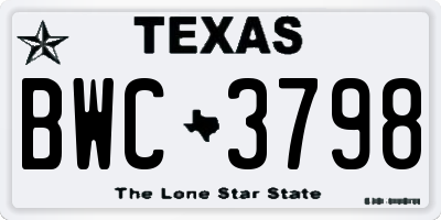 TX license plate BWC3798