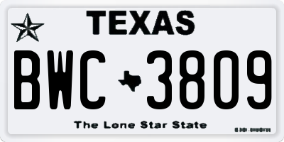TX license plate BWC3809