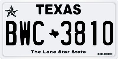 TX license plate BWC3810