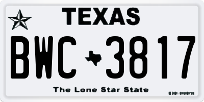 TX license plate BWC3817
