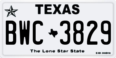 TX license plate BWC3829