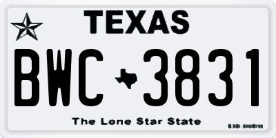 TX license plate BWC3831