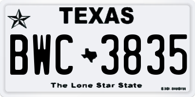 TX license plate BWC3835