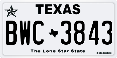TX license plate BWC3843