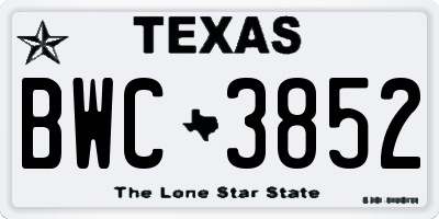 TX license plate BWC3852