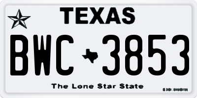 TX license plate BWC3853