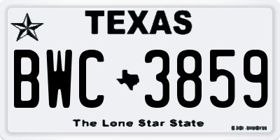 TX license plate BWC3859