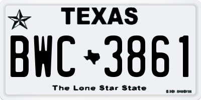 TX license plate BWC3861