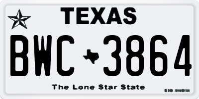 TX license plate BWC3864